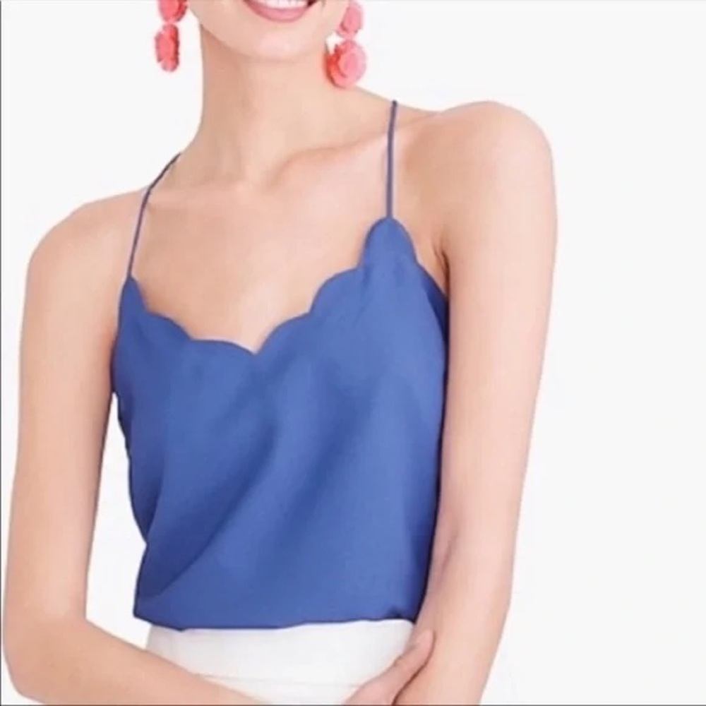 J. Crew Blue Scallop Tank